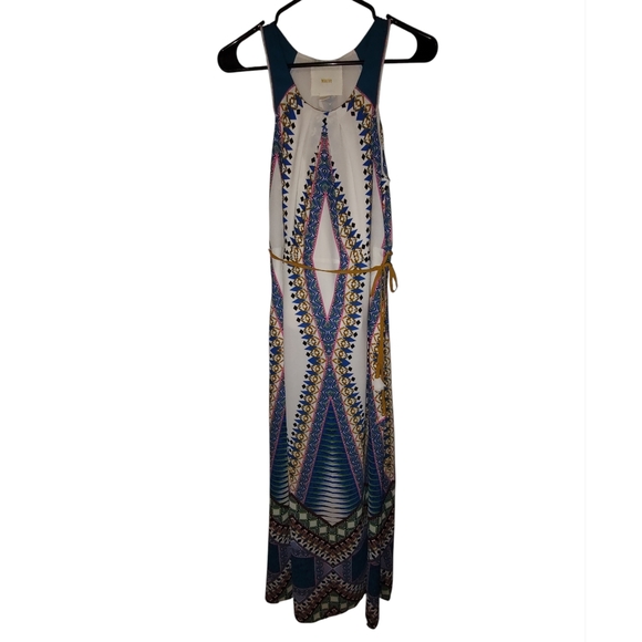Maeve Multicolor Printed Sleeveless Maxi Dress with Belt - Picture 2 of 5